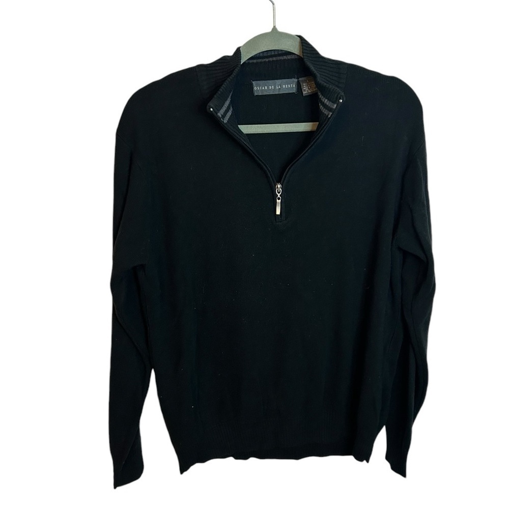 Oscar De La Renta Vintage Black Quarter Zip Sweater